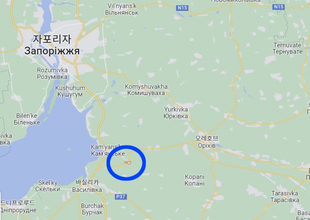우크라이나가 추가 탈환을 선언한 남부 자포리자주 파아티카트키 마을의 위치. / 사진=구글맵