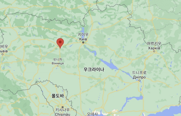 우크라이나 산후리 마을의 위치를 나타낸 지도. / 사진=구글맵