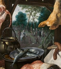 ‘이집트로의 피신이 전시된 푸줏간의 진열대’ 부분 그림