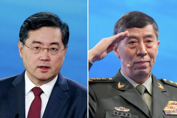 방왼쪽 친강 전 중국 외교부장, 오른쪽 리샹푸 중국 국방부장