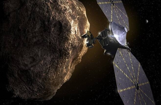 소행성을 탐사하는 루시의 상상도. NASA