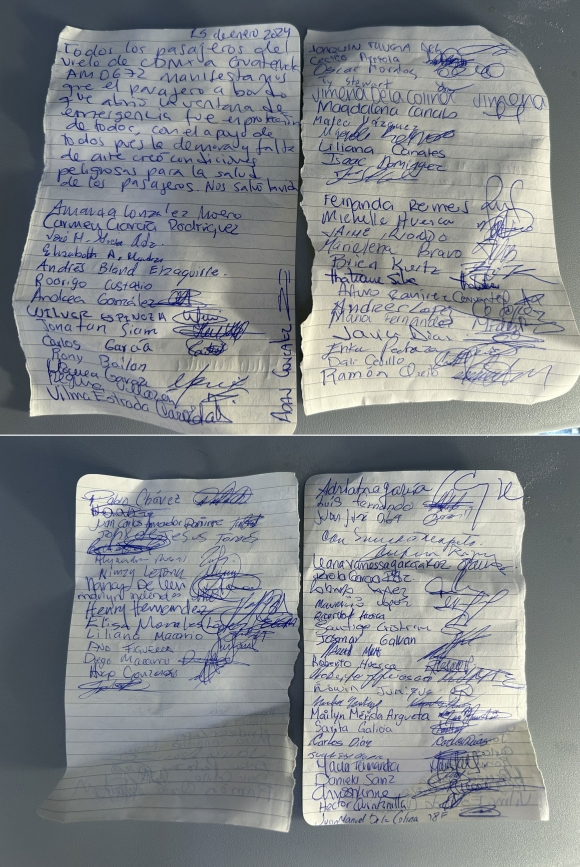 당시 같은 비행기에 탔던 승객들 중 최소 77명은 흰 모자를 쓴 남성의 행동을 지지하는 성명을 엑스(옛 트위터)에 공개했다. / 출처=레기나 빌라존