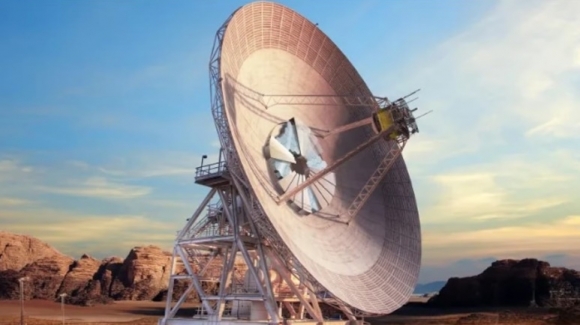 앞으로 개발 예정인 지름 8m 광학 망원경 및 전파 하이브리드 안테나의 개념도. 출처=NASA