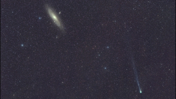 안드로메다 은하와 함께 포착된 12P/폰스-브룩스 혜성. 사진=Virtual Telescope Project/Gianluca Masi