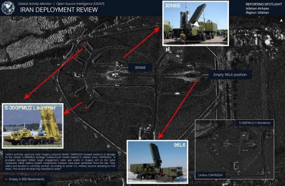 이란 공군기지 내 방공미사일체계의 손상을 보여주는 위성사진