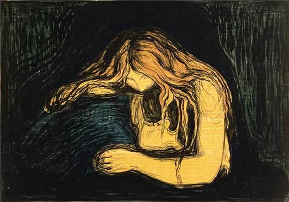 뭉크, ‘뱀파이어 II’, 1895, 석판화, 38.4x54.2 cm, 개인소장.