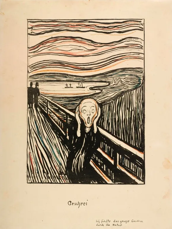 뭉크, ‘절규’, 1895, 채색 석판화, 43.2x32.5cm, 개인소장.