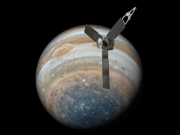 목성을 탐사하는 주노의 그래픽 이미지. 사진=NASA/JPL-Caltech