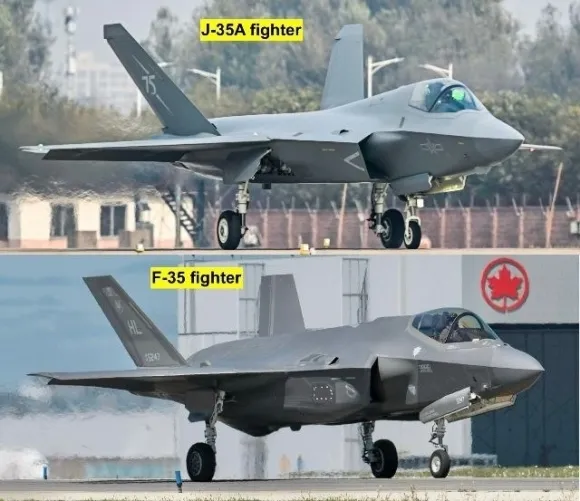 J-35A와 F-35의 비교 이미지 J-35A와 F-35의 비교 이미지