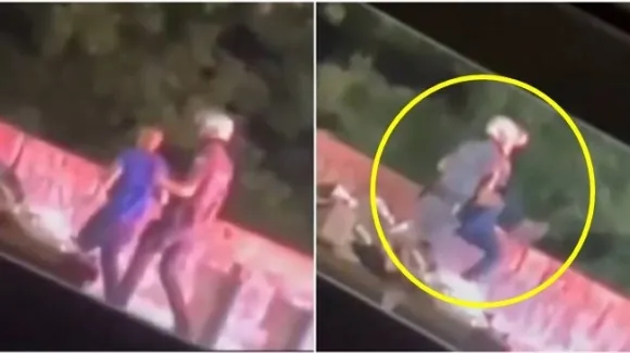 브라질의 한 경찰이 검문 중이던 시민을 들어 다리 아래로 던지는 모습을 담은 영상 캡처