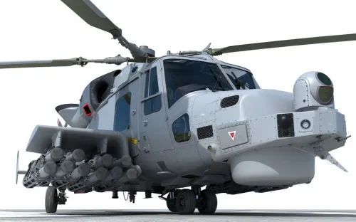 LMM은 AW159 와일드캣 헬기에 최대 20발이 탑재된다. / 출처=탈레스