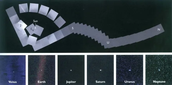보이저 1호가 촬영한 태양계 가족사진. NASA/JPL-Caltech