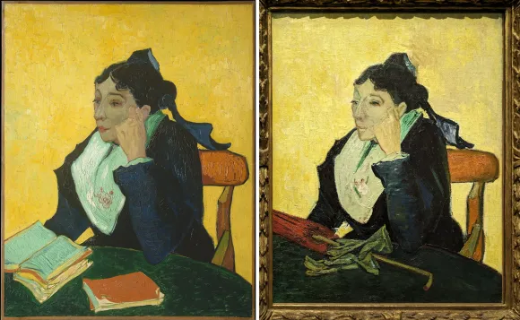 빈센트 반고흐가 그린 ‘지누 부인’(1888). 두 점 중 하나는 미국 메트로폴리탄 미술관(왼쪽)이, 다른 하나는 프랑스 오르세 미술관(오른쪽)이 소장하고 있다.