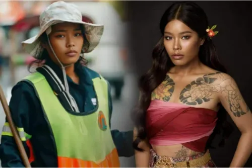 태국 방콕에서 거리를 청소하다 우연히 사진이 찍혀 모델의 길로 들어선 눕파짓 민의 사연이 화제가 되고 있다. 출처=오디티센트럴