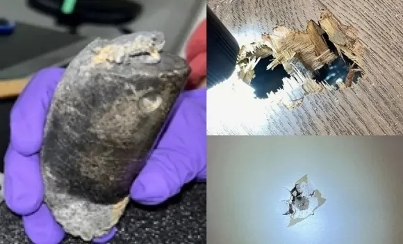 미국의 한 가정집에 떨어진 우주쓰레기 미국의 한 가정집에 떨어진 우주쓰레기