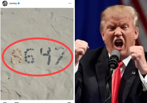 왼쪽은 제임스 코미 전 미국 연방수사국(FBI) 국장이 15일(현지시간) 인스타그램에 올린 사진. 오른쪽은 도널드 트럼프 미국 대통령. 인스타그램 캡처 왼쪽은 제임스 코미 전 미국 연방수사국(FBI) 국장이 15일(현지시간) 인스타그램에 올린 사진. 오른쪽은 도널드 트럼프 미국 대통령. 인스타그램 캡처