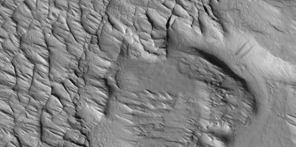 MRO의 HiRISE 카메라가 촬영한 화성 아마존 평야의 다각형 지형. NASA