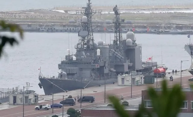 일본 해상 자위대 호위함이 2023년 5월  다국적 훈련에 참가하기 위해 부산 해군작전기지에 입항한 모습. 연합뉴스