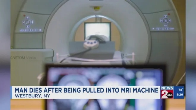 MRI 검사실 사망 사고 관련 보도 방송. 출처=ABC 방송
