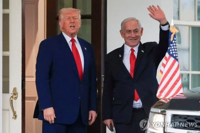 왼쪽부터 트럼프 미국 대통령, 네타냐후 이스라엘 총리 자료사진. 로이터 연합뉴스 왼쪽부터 트럼프 미국 대통령, 네타냐후 이스라엘 총리 자료사진. 로이터 연합뉴스