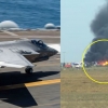 美 해군 스텔스전투기 F-35 사고…비행 중 추락 ‘활활’