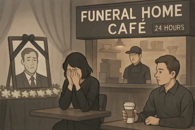 중국의 장례식장 카페를 형상화한 코파일럿 이미지