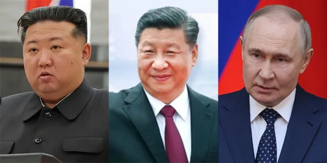 김정은 북한 국무위원장, 시진핑 중국 국가주석, 푸틴 러시아 대통령(왼쪽부터). 뉴스1·AP 뉴시스 김정은 북한 국무위원장, 시진핑 중국 국가주석, 푸틴 러시아 대통령(왼쪽부터). 뉴스1·AP 뉴시스