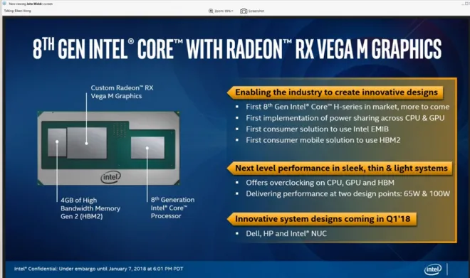 인텔 CPU + AMD GPU 제품인 카비 레이크 G. 인텔