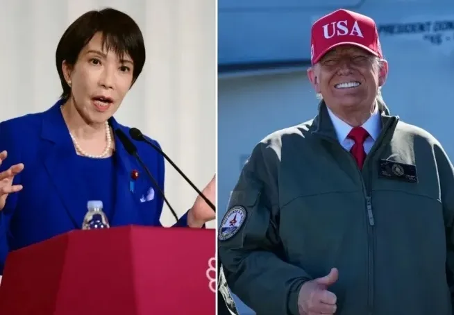 왼쪽부터 다카이치 사나애 일본 자민당 신임 총재, 도널드 트럼프 미국 대통령 자료사진 왼쪽부터 다카이치 사나애 일본 자민당 신임 총재, 도널드 트럼프 미국 대통령 자료사진