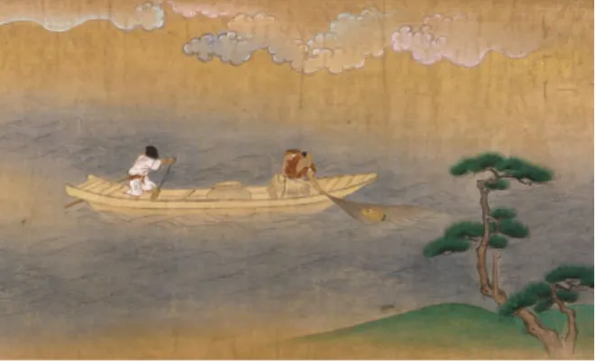 관음보살상을 건져 올리는 어부형제 그림. 센소지 제공