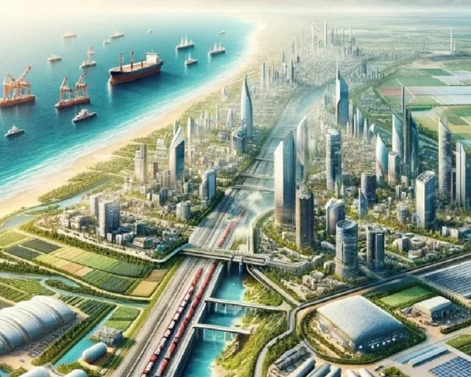 ‘가자 리비에라(Gaza Riviera)’ 프로젝트 조감도. 인공지능 기반 첨단 도시와 항만·농업 복합 단지가 결합된 미래형 재건 구상을 담고 있다. 영국 일간지 가디언은 “이 계획이 인종 청소를 덮기 위한 ‘광기 어린 시도(insane attempt)’라는 비판을 받고 있다”고 전했다. 출처=가디언 ‘가자 리비에라(Gaza Riviera)’ 프로젝트 조감도. 인공지능 기반 첨단 도시와 항만·농업 복합 단지가 결합된 미래형 재건 구상을 담고 있다. 영국 일간지 가디언은 “이 계획이 인종 청소를 덮기 위한 ‘광기 어린 시도(insane attempt)’라는 비판을 받고 있다”고 전했다. 출처=가디언