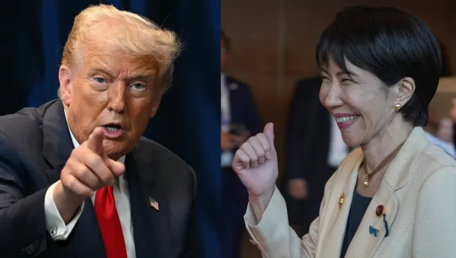 도널드 트럼프 미국 대통령과 다카이치 사나에 일본 신임 총리. AP, AFP 연합뉴스