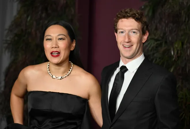 이날 마크 저커버그(오른쪽)와 그의 아내 프리실라 챈(왼쪽)이 WSJ 매거진 이노베이터 어워즈에 참석했다. AFP=연합뉴스