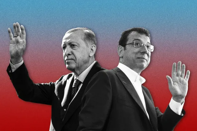 왼쪽은 에르도안 튀르키예 대통령, 오른쪽은 이마모을루 전 이스탄불 시장 자료사진