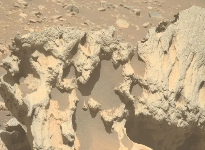 퍼서비어런스가 화성에서 발견한 운석인 ‘핍삭슬라’(Phippsaksla) 클로즈업 이미지. NASA/JPL-Caltech/ASU