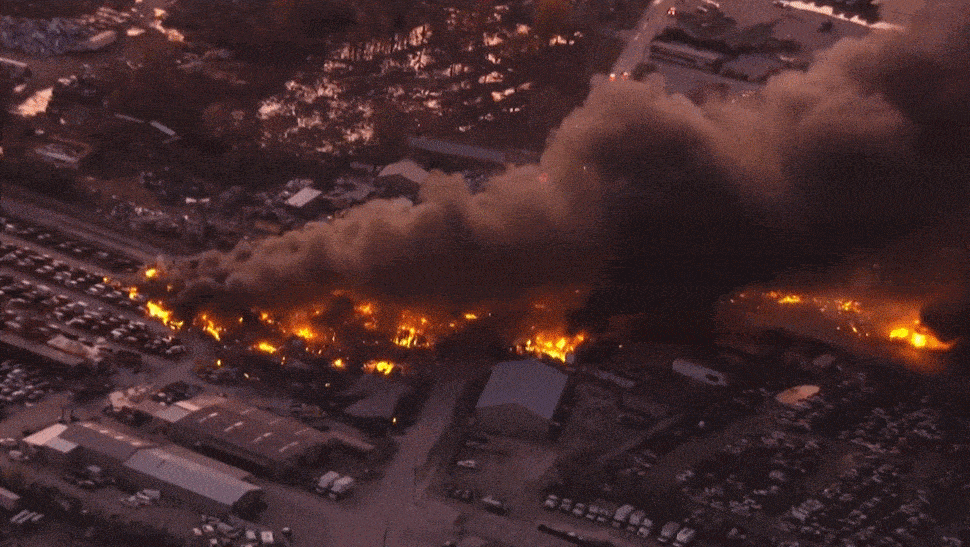 현지 소방대 헬리콥터가 사고 당시 촬영한 영상의 일부
