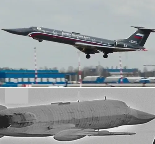 2020년 발트해 상공에서 포착된 ‘블랙펄’  투폴레프 Tu-134A-4. 벨기에 공군 엑스 제공