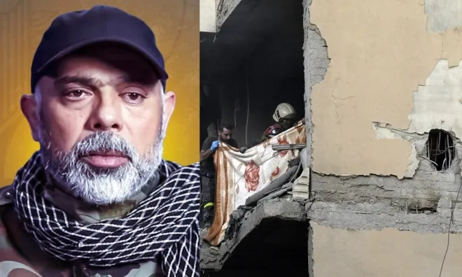 이스라엘의 공습으로 숨진 헤즈볼라의 2인자 하이탐 알리 타바타바이(57)와 부서진 건물. 로이터 연합뉴스