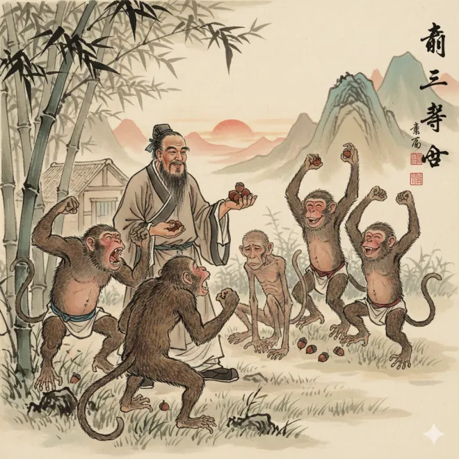 조삼모사 이야기를 잘 보여주는 구글 제미나이 이미지