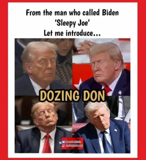 도널드 트럼프 미국 대통령이 여러 공개 행사에서 꾸벅 조는 모습을 캡쳐해 만든 이미지. 엑스 캡처