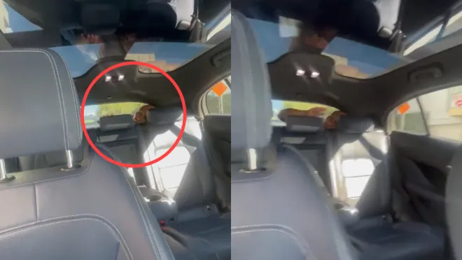 자율주행 택시 트렁크에서 웅크린 채 숨어있던 남성. 출처=틱톡 캡처