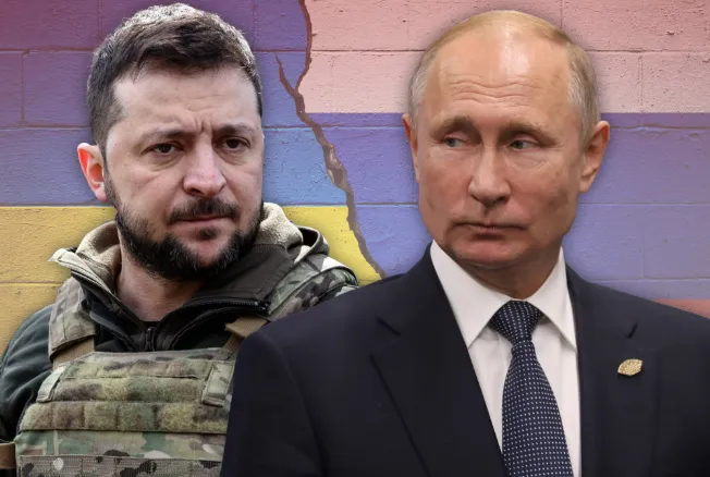 왼쪽부터 젤렌스키 우크라이나 대통령, 푸틴 러시아 대통령 자료사진.