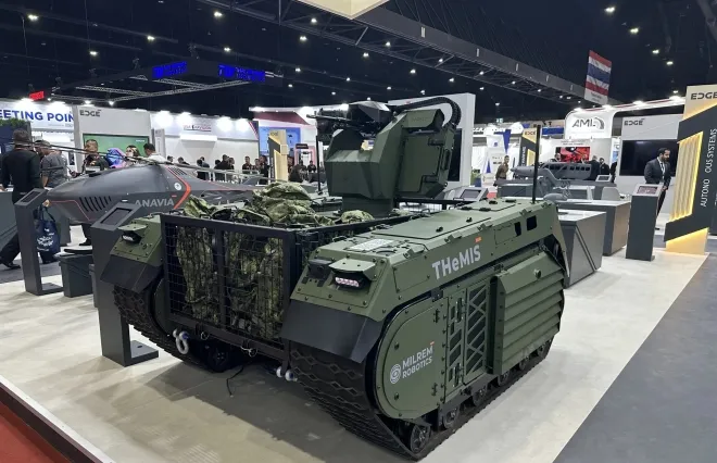 우크라이나와 태국에서 전투 경험을 가진 밀렘 로보틱스의 테미스 UGV. 출처 밀렘로보틱스