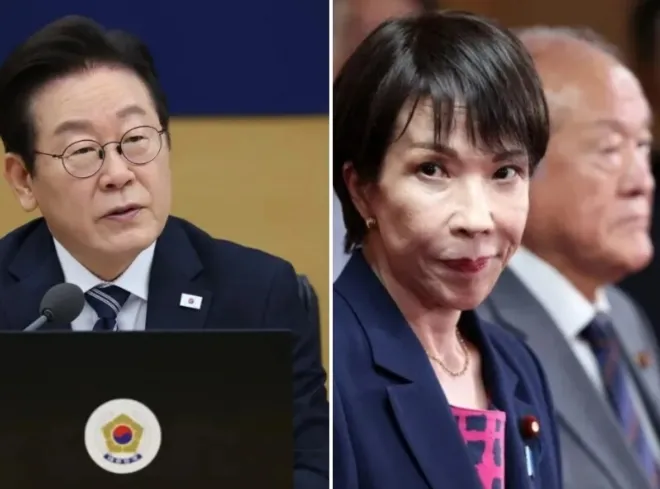 왼쪽부터 이재명 대통령, 다카이치 사나에 일본 총리. EPA 연합뉴스