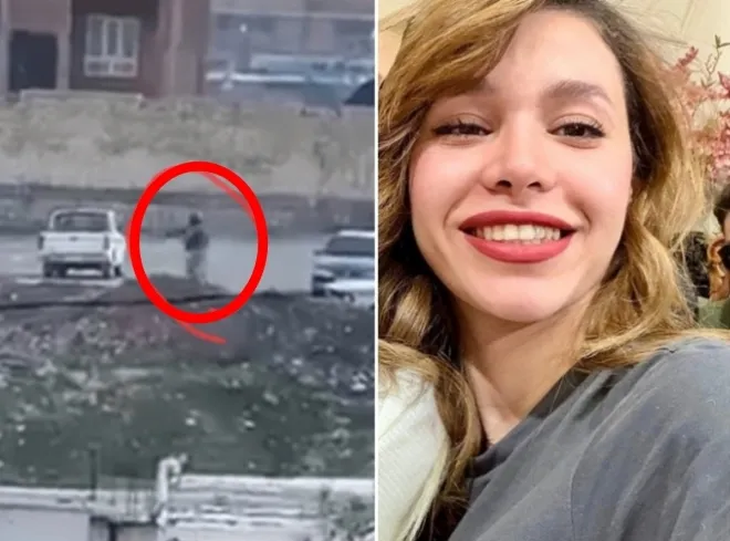 왼쪽은 숨진 시위대의 장례식장을 향해 총격을 가하는 남성(이란 혁명수비대로 추정), 오른쪽은 반정부 시위 중 가까운 거리에서 뒤통수에 총을 맞고 사망한 23세 대학생 아미니안