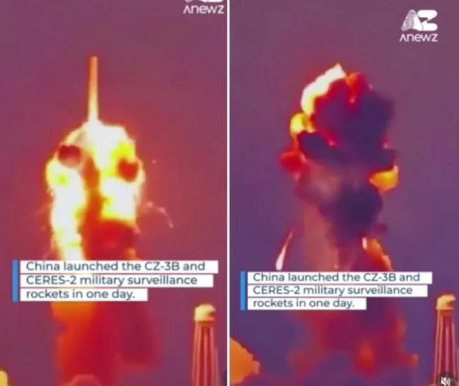 중국 우주기업들이 하루 2차례 로켓 발사에 실패하는 전례 없는 일이 발생했다. 지난 17일 로켓 발사 현장 모습