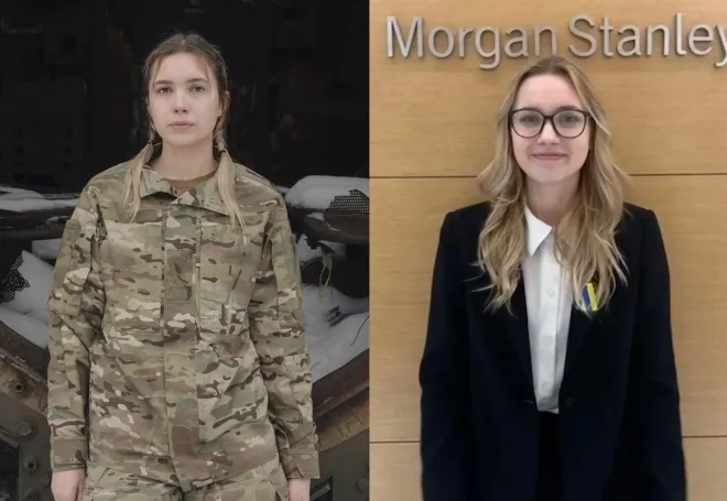 월스트리트에서 일하다 전쟁터로 간 우크라이나 출신의 빅토리아 혼차루크. 인스타그램 캡처