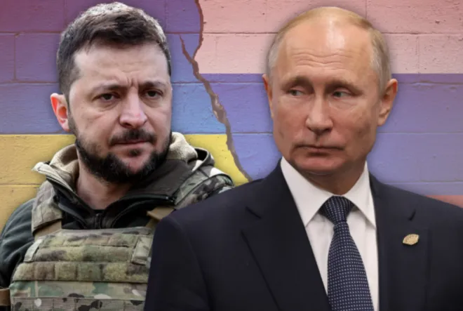 왼쪽부터 젤렌스키 우크라이나 대통령, 푸틴 러시아 대통령 자료사진.