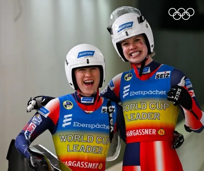 미국 루지 대표 소피아 커크비(오른쪽)가 파트너 셰본 포건과 함께 2026 동계올림픽 여자 복식 종목을 준비하고 있다. 인스타그램 캡처