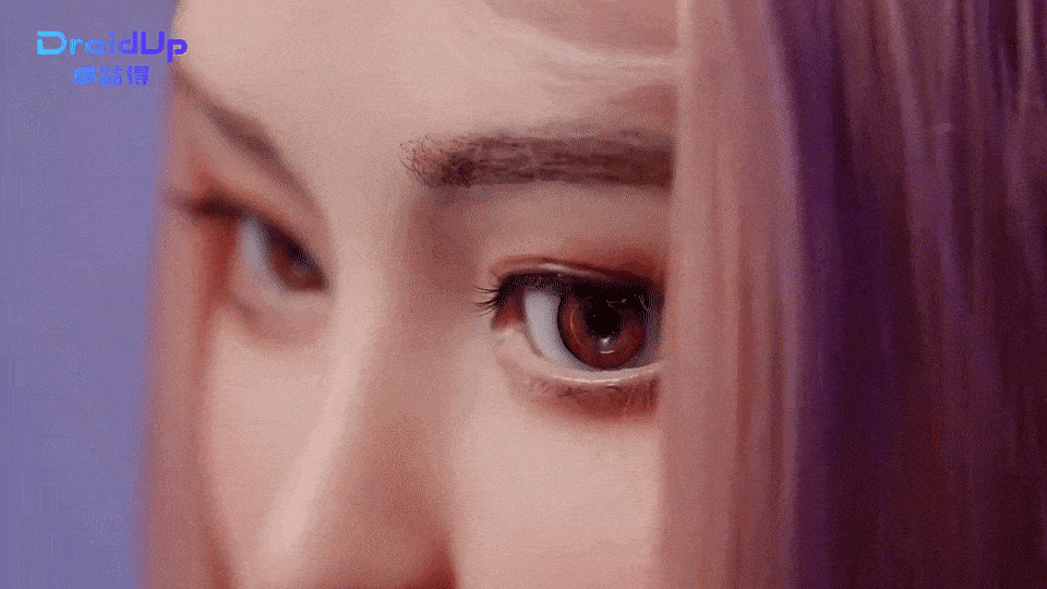 사람과 시선을 맞추고 표정을 바꾸는 휴머노이드 ‘모야’ 시연 장면. 드로이드업